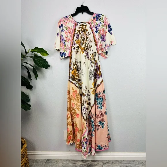 NWT Pink Gold Floral Maxi Duster Baroque Elegant Shabby Chic Dress - Picture 4 of 9